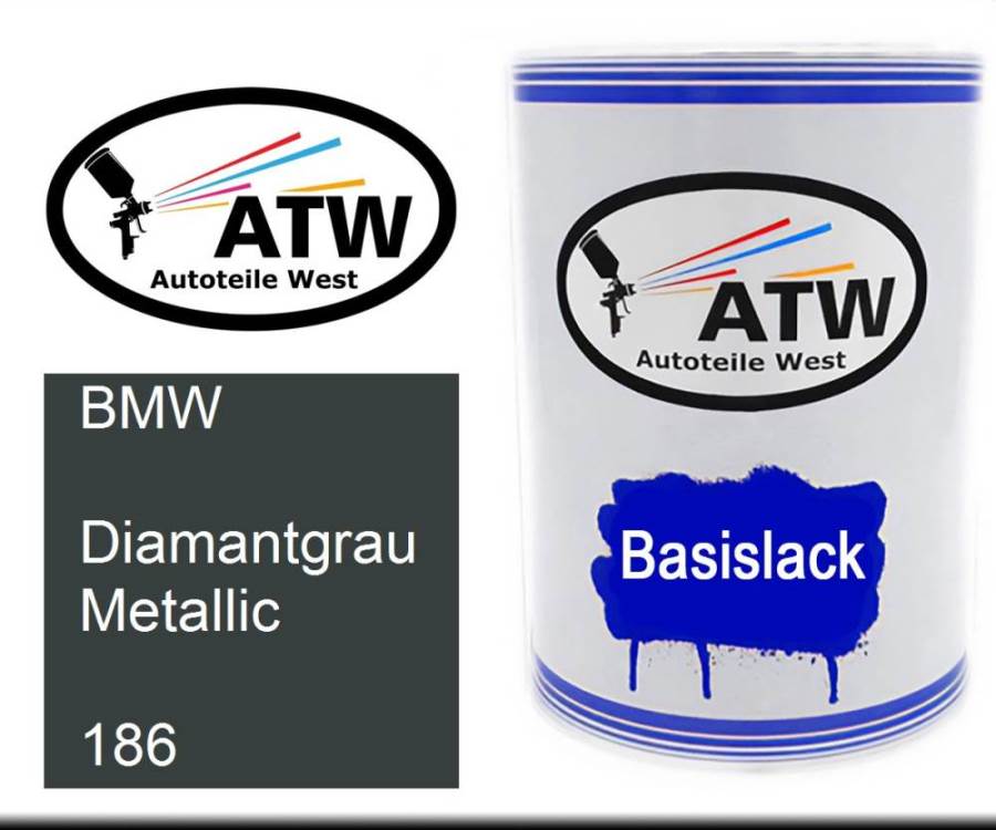 BMW, Diamantgrau Metallic, 186: 500ml Lackdose, von ATW Autoteile West.